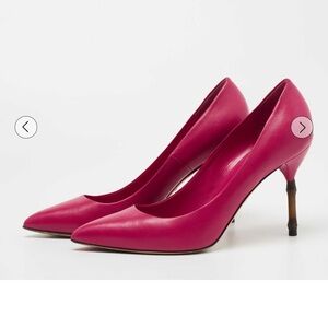 Gucci Fuchsia Pink Leather Bamboo Heel Pumps